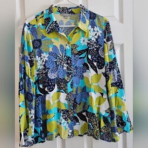 Habitat medium blouse top floral bell long sleeves peplum